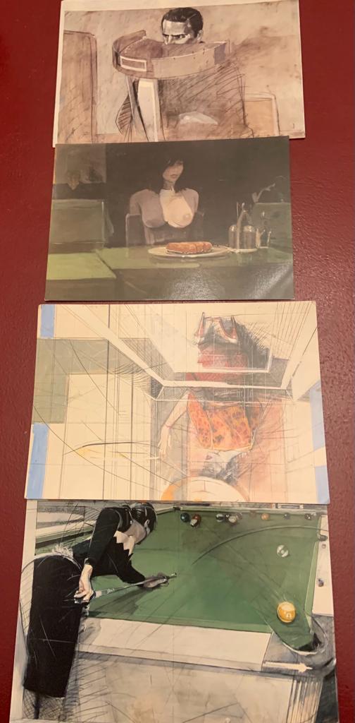 4 ansichtkaarten Eindhoven van schilderijen door Steven Scheffer